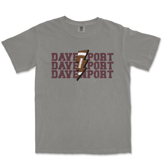 Football Bolt Tee: Davenport High School